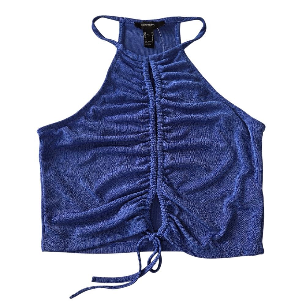 Forever 21 Blue Ruched Halter Top